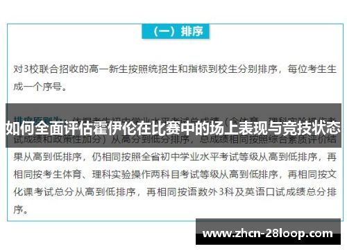 如何全面评估霍伊伦在比赛中的场上表现与竞技状态
